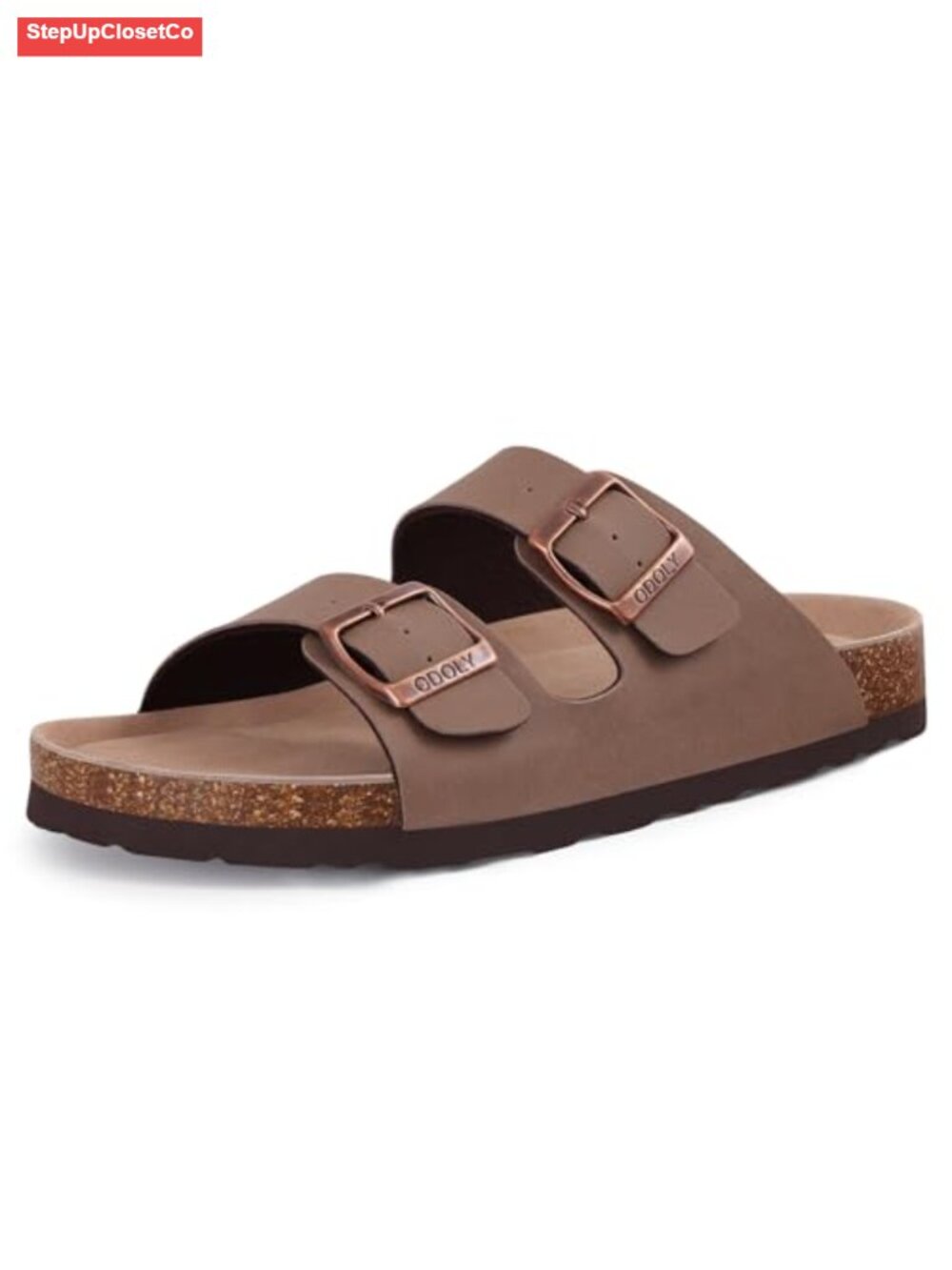 Unisex Cork Footbed Slide Sandal with Arch Support & Adjustable Buckle